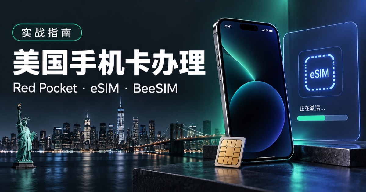 美国手机卡办理:Red Pocket、eSIM 与 BeeSIM 教程头图