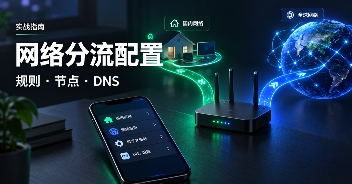 网络分流配置:规则、节点与 DNS 教程头图